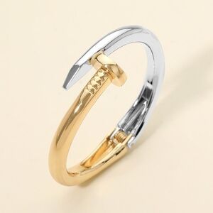 Two Tone Nail Screw Shaped Cuff Bracelet Hinged Fashion Statement Jewelry